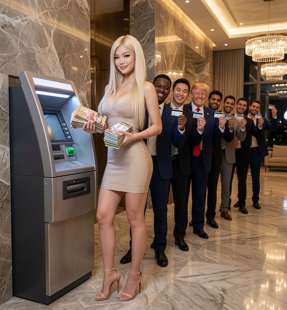 princessdioraa's tweet photo. I was so fed up of having to leave my house to meet losers at an ATM that I got one installed in my penthouse lobby!! Look at all my dummies smiling and ready to give me all MY cash!! https://t.co/rk3gV2DUmb
