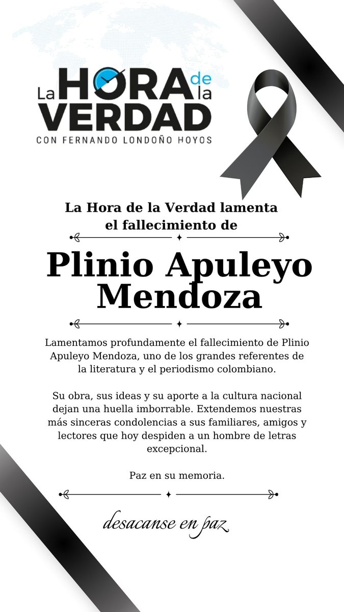 Horadelaverdad's tweet photo. El escritor y amigo de esta casa Dr Plinio Apuleyo Mendoza ha partido de este plano físico. 

Con cariño recordamos sus obras, entrevistas y trabajo. 

Nuestro deseo de fortaleza a su familia. https://t.co/VDlMc2E4mY