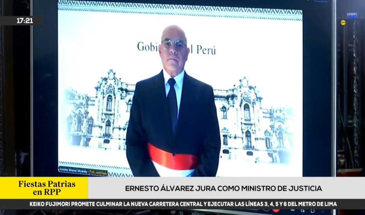 sergiosanabria4's tweet photo. #OJO Keiko Fujimori nombre como ministro de Justicia a Ernesto Alvarez, expremier del Gobierno de Jose Jerí, que fue censurado por los escándalos de las reuniones con empresarios chinos y las visitas de señoritas al despacho presidencial. https://t.co/pvMB1BQXd2