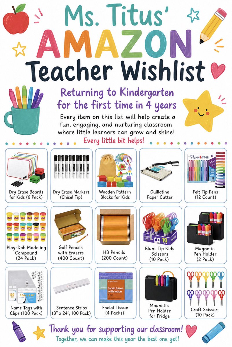 CandiTitus2's tweet photo. Please consider helping ease my transition from 1st to K5 by giving my students access to new materials and amazing activities.  Thanks in advance! #clearthelists #adoptateacher 
https://t.co/ob29wSdIxz  @CSLPlasma https://t.co/MrbvRJqvFa