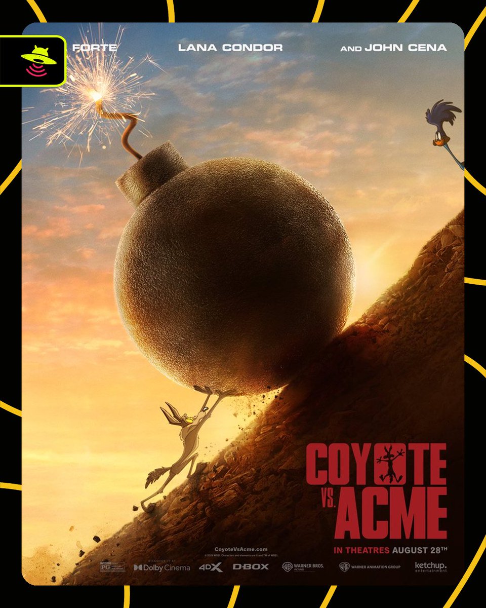 GKSiders's tweet photo. A solo 1 mes de su estreno, tenemos nuevo póster de #CoyoteVsACME 😱😱😱
¿Será que se le hará justicia al coyote? 🤔
#Geeksiders https://t.co/TdKefO7voU