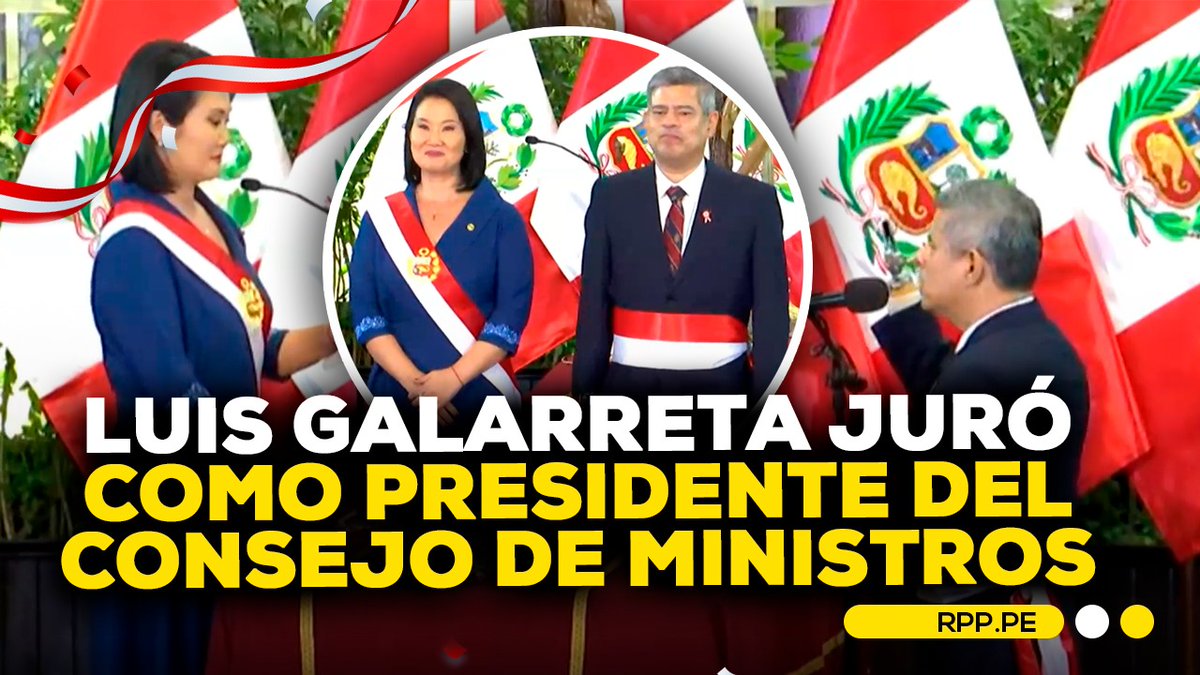 RPPNoticias's tweet photo. La presidenta de la República, Keiko Fujimori, tomó juramento a Luis Galarreta como presidente del Consejo de Ministros.

👉https://t.co/IhmprhY5H2
#FiestasPatriasXRPP https://t.co/rXrjLxDeTc