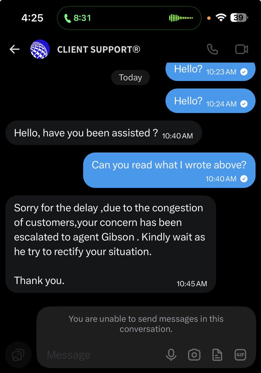 HPWSDenver's tweet photo. @united continues with worst customer service. Client Support starts the conversation and ends it without ever addressing the 2 days lost with zero communication during and now after. #goodleadstheway https://t.co/1GirDvtY8J
