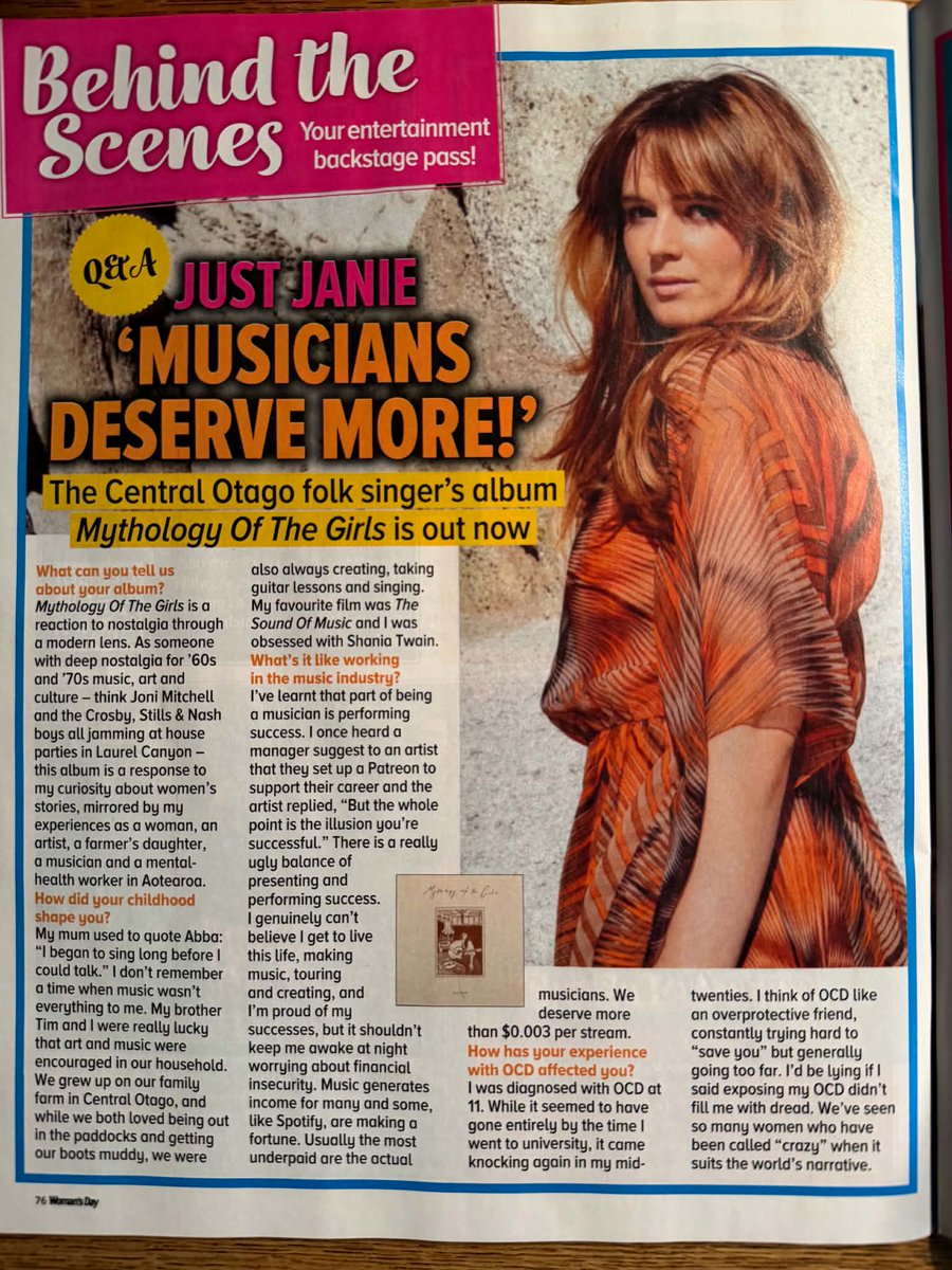 AgentxPublicity's tweet photo. JUST JANIE
Featured in NZ Woman's Day!
New album out now https://t.co/6C6gcu67IX
Thanks
@nzonairmusic 
@WomansDayNZ 
@MusicCommission 
@nzmusicmonth https://t.co/KWD1YFB1WO