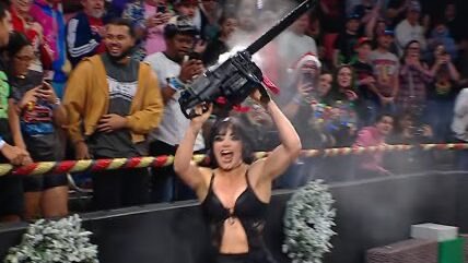 EddyWisco's tweet photo. So I’m without power for a week after the tornado ripped through Appleton. So I can’t watch any wrestling. 

But it’s still #TatumTuesday because I bought a chainsaw. @TatumPaxley 

(Ps @shiloh_wwe can I borrow a hockey mask) https://t.co/zsk2OwL3ix