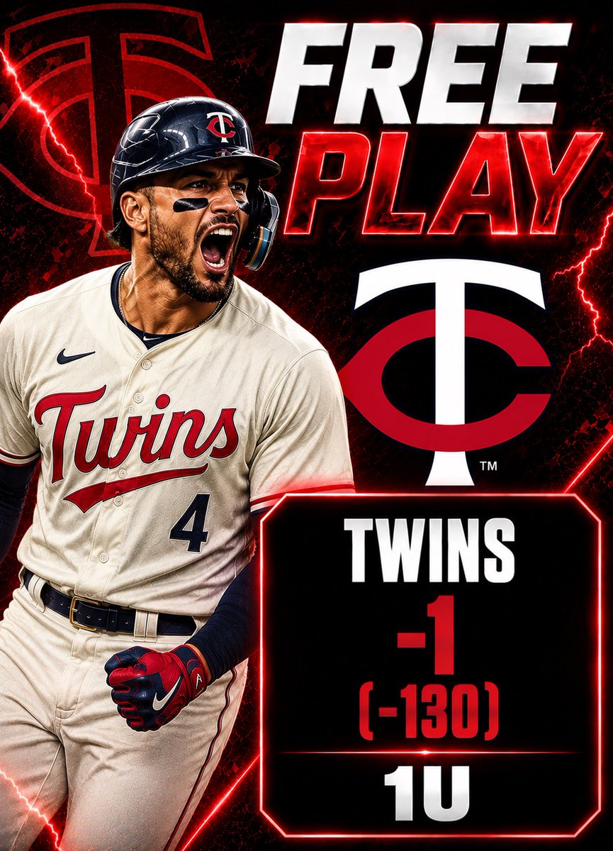 BigBetCo's tweet photo. MLB FREE PLAY⚾️

❤️ LIKE if you’re riding

77-42 (65%) MLB FREE PLAY RUN🤯📈

Twins -1 (-130) | 1u https://t.co/3OiFuZIJ6X