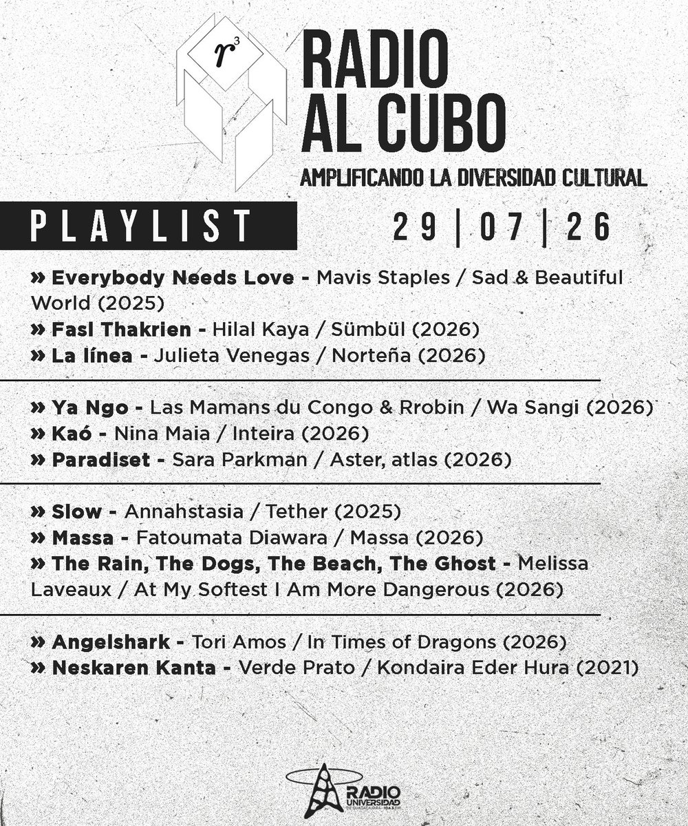 RadioUdeG's tweet photo. 🎶 Hoy en #RadioAlCubo disfruta del playlist que @BlancdeBlancs  eligió especialmente para ti. Sube el volumen y déjate llevar por una gran selección de música https://t.co/dZwqBMemQj