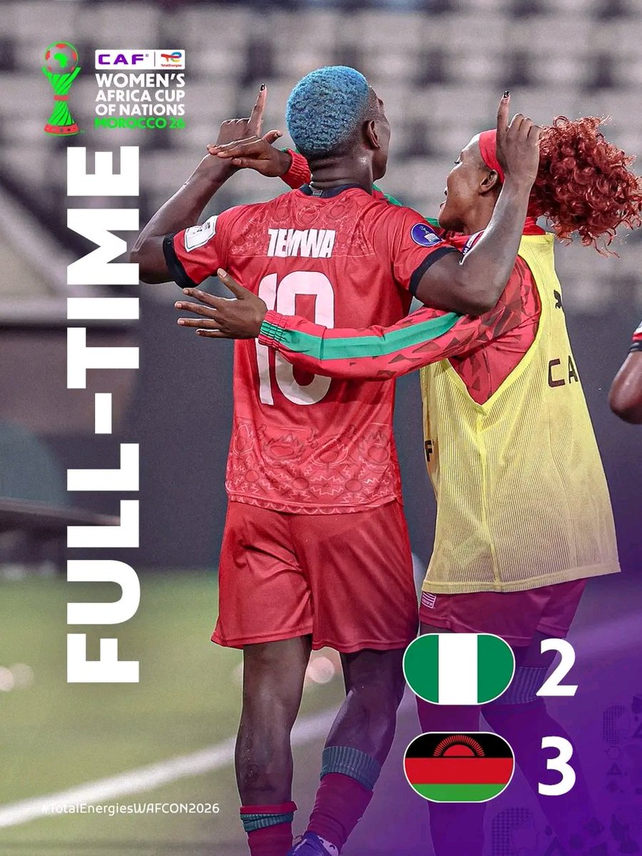 GalateOfficial's tweet photo. Malawi's Scorchers made a dream start to their first-ever Women's Africa Cup of Nations campaign with a stunning 3-2 victory over defending champions Nigeria. Chawinga sisters inspired the win. 

https://t.co/9o8Lurfpvh

#GALATE #Sports #WAFCON2026 #Scorchers https://t.co/LgFi2ygxcl
