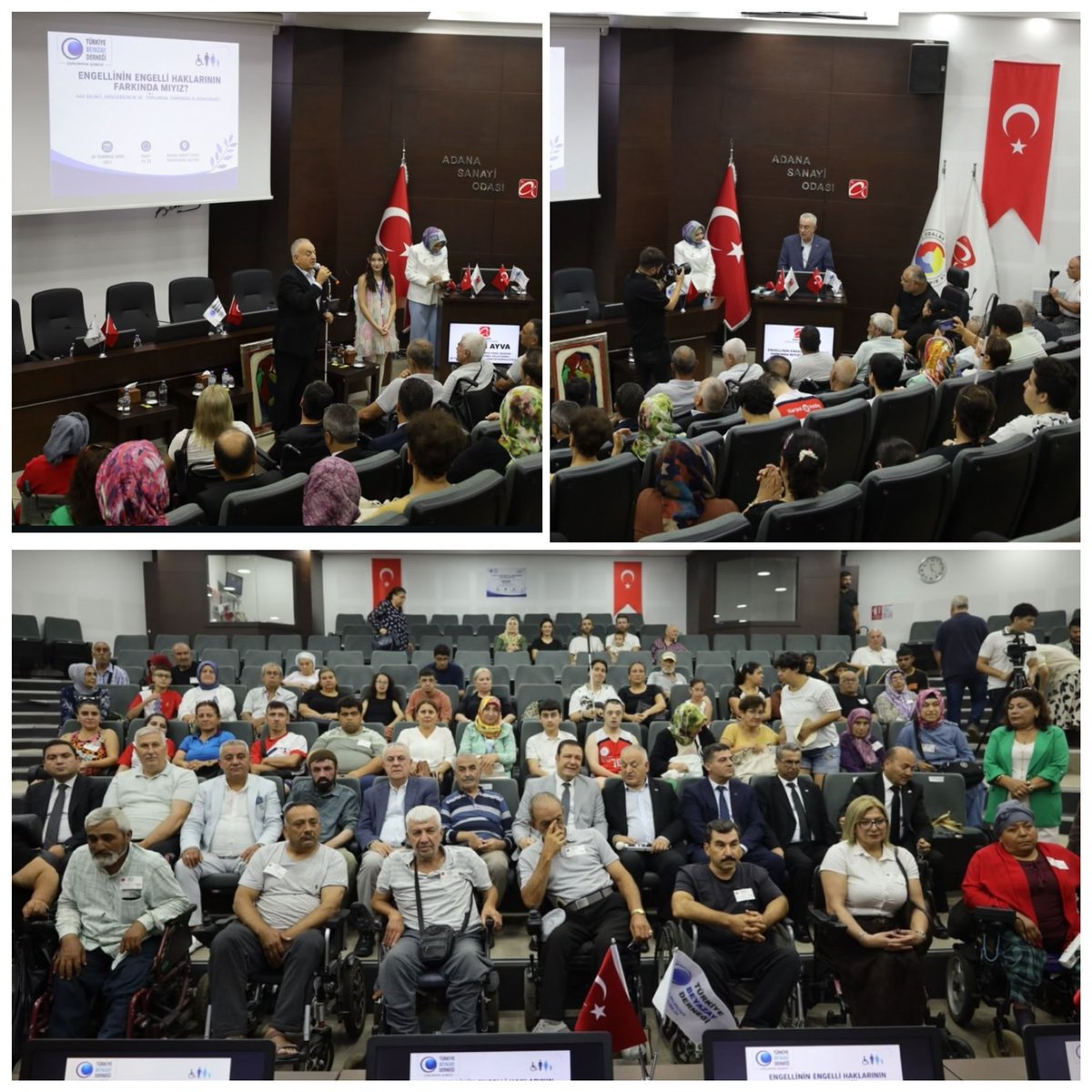 Hacer_Soylemez1's tweet photo. 📍Adana Sanayi Odası Konferans Salonu

Türkiye Beyazay Derneği Çukurova Şubesi tarafından düzenlenen “Engellinin Engelli Haklarının Farkında Mıyız?” adlı programa İl Kadın Kolları olarak katılım sağladık.

Bu anlamlı organizasyonda emeği geçen 22. ve 23. Dönem Milletvekilimiz, Türkiye Beyazay Derneği Genel Başkanı Sayın Lokman Ayva ‘ya, Çukurova Şube Başkanı Sayın Şeyda Yıldız ‘a, Türkiye Beyazay Derneği ailesine, kıymetli konuşmacılarımıza ve programa katılım sağlayan tüm misafirlerimize teşekkür ediyor; engelli hakları konusunda farkındalığın artmasına katkı sunan bu tür çalışmaların hayırlara vesile olmasını temenni ediyoruz.