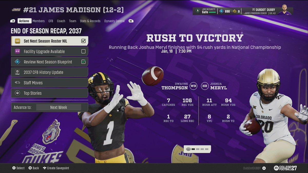 DubDotDUBBY's tweet photo. OFFSEASON RIGHT NOW

LIVE on Twitch and YT
@JMUFootball @EASPORTSCollege https://t.co/7ZHG4tXfFw