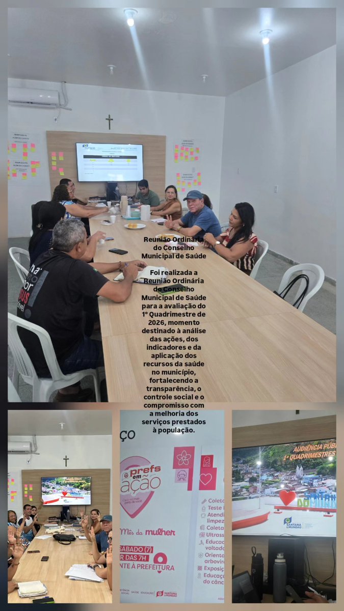 Crisr88c's tweet photo. Reunião Ordinária do Conselho Municipal de Saúde

Foi realizada a Reunião Ordinária do Conselho Municipal de Saúde para a avaliação do 1º Quadrimestre de 2026, momento destinado à análise das ações, dos indicadores e da aplicação dos recursos da saúde no município. https://t.co/Iwh2A49sRQ
