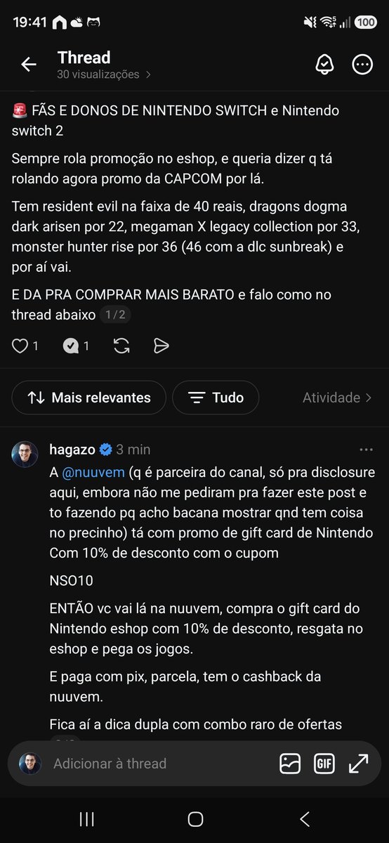 hagazo's tweet photo. 🚨 Atenção fãs de Nintendo switch e Nintendo switch 2

Vou deixar isso aqui pra quem quiser. Manda pra um amigo, compartilha, etc. https://t.co/4XdhMtbGp2