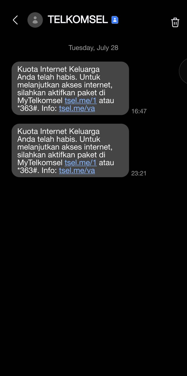 ah_soeltan's tweet photo. @SurjadiElvin @alvinlie21 @Telkomsel Termasuk ini juga @Telkomsel sangat² mengganggu karena tidak mengenal waktu, please dihilangkan dong notifikasi ini https://t.co/a841poOtfH