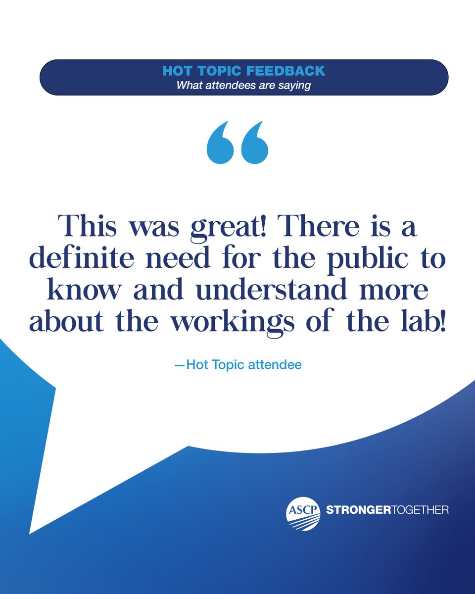 ASCP_Chicago's tweet photo. Have you heard? The 2026 ASCP Member Hot Topics Survey is still open until July 31! 🎉

If you're on the fence about whether you should fill out the survey, see what your peers have to say after attending the Roundtables we curated based on the feedback received from previous Member Hot Topics surveys. Tell us about the resources that would make a difference for your career goals: https://t.co/D2ytucfIX1

#HotTopicSurvey #ASCPMember #memberfeedback #surveyparticipation #Roundtables
