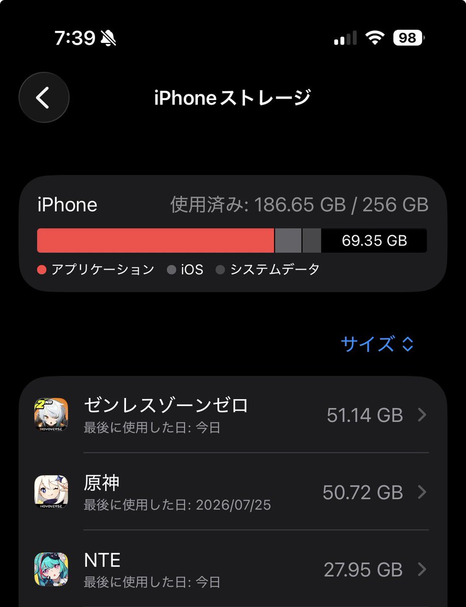 DRAAGONMONSTER's tweet photo. ついにゼンゼロも50GB超えてしま��たか…泣くわ https://t.co/P520tLSmtc