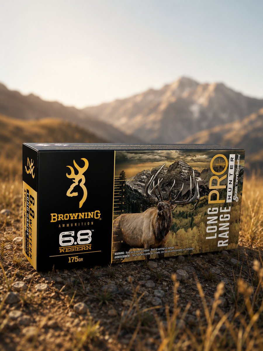 BrowningAmmo's tweet photo. 6.8 Western was built for hunters who want long-range capability without punishing recoil. It gives hunters a serious option when the shot stretches out. 

#BrowningAmmo #68Western #LongRange https://t.co/GN4vaH8VN1