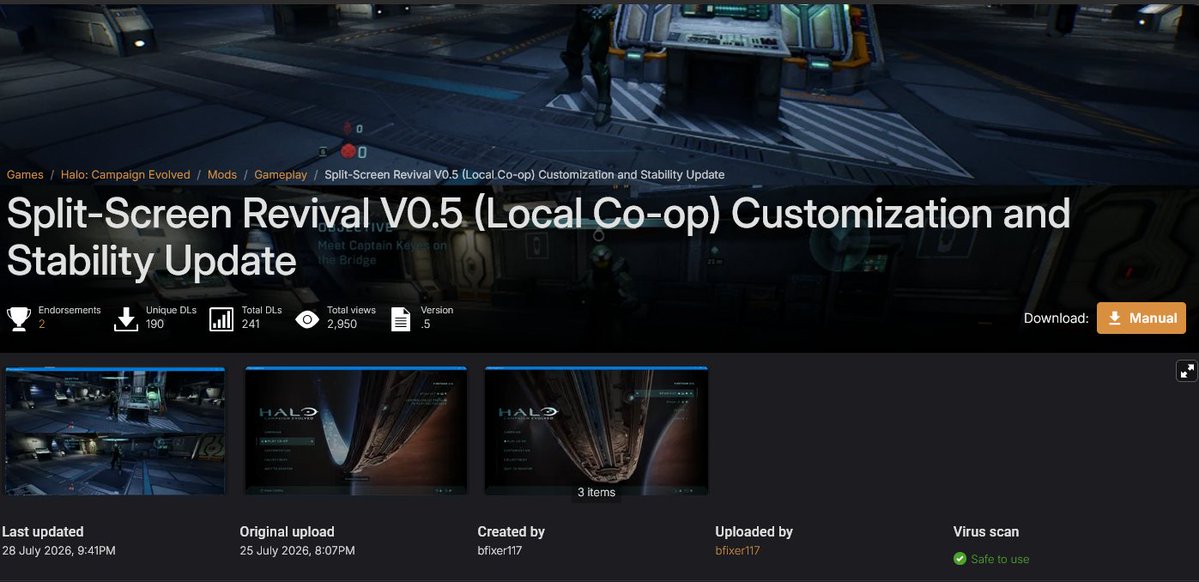 Qwazer9's tweet photo. For some reason the new Halo console version has local split-screen co-op, but the PC version does not. Modders have enabled it through a mod. #Halo 
https://t.co/8gFMrCIh1Z https://t.co/J3mVeH8eyd