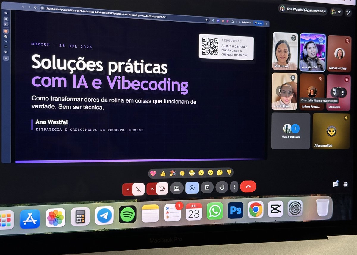 alienamarela's tweet photo. Hoje é dia de expandir o conhecimento!

Pausei a correria da rotina para participar desse meetup sobre Soluções Práticas com IA e Vibecoding com a querida @anawestfal lá na comunidade @shefibrasil.

Mal começou e eu já aprendi muito!

"A mente que se abre a uma nova ideia jamais voltará ao seu tamanho original."