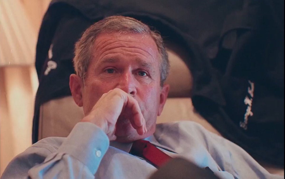 TheBushArchive's tweet photo. President George W. Bush on Air Force One during September 11th 2001. https://t.co/MEoin9ttEo