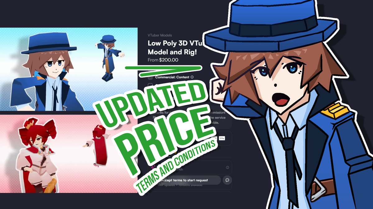 Lordartca's tweet photo. I've just updated my 3D VTuber model commission prices! If you'd like a model of your own, feel free to check out my #VGen page. https://t.co/AjGc1QHPBR