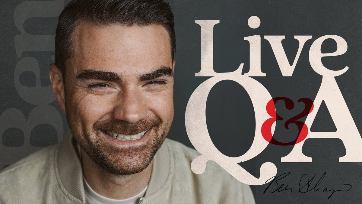 realDailyWire's tweet photo. Join @benshapiro for a live Q&amp;A starting at 8:30 pm EST!

Link below ⬇️ https://t.co/9XwbtktGkQ