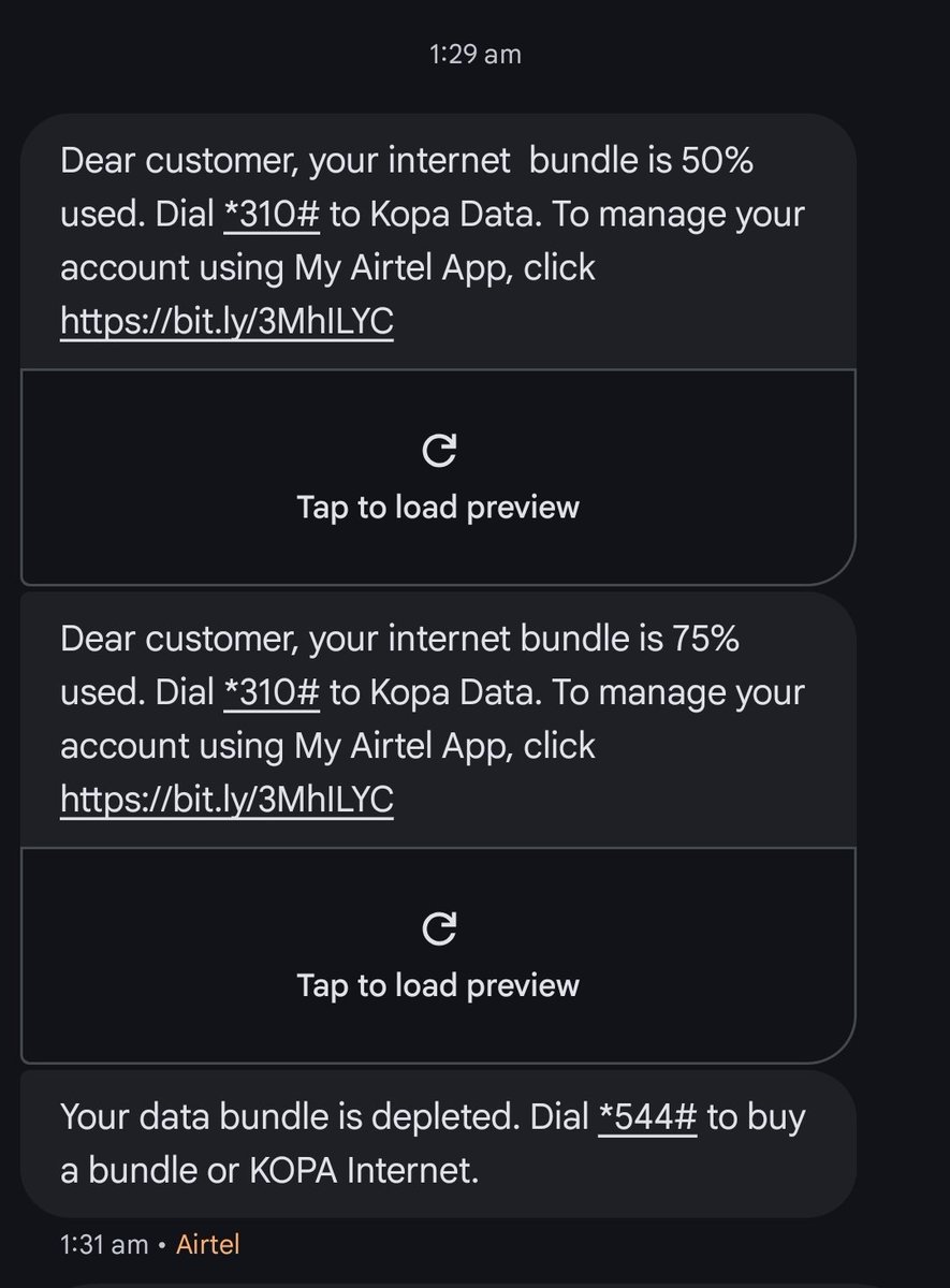moraarchna's tweet photo. @AIRTEL_KE Make it make sense, how is it that at 1:29 am my data was 50% used and by 1:31 it's already depleted?? What kind of theft is this???? I regret purchasing data with Airtel today 🤧🤧🤧the speed at which you guys are sending data depletion messages damn, and what happened to 50 2gb https://t.co/RWskcee2OF