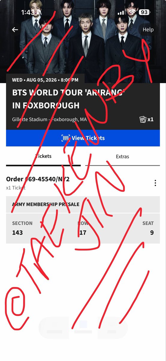 itsss_dawglous's tweet photo. WTS // BTS IN BOSTON FOXBOROUGH 

section 143 row 17 seat 9

i bought it for like 300 but willing to negotiate 

why selling: my cousin decided to get married the same day 😀🥀

ill can do paypal or venmo or anything and do the goods and services option too <3
#wts #BTS_ARIRANG https://t.co/6PxNPksPI1