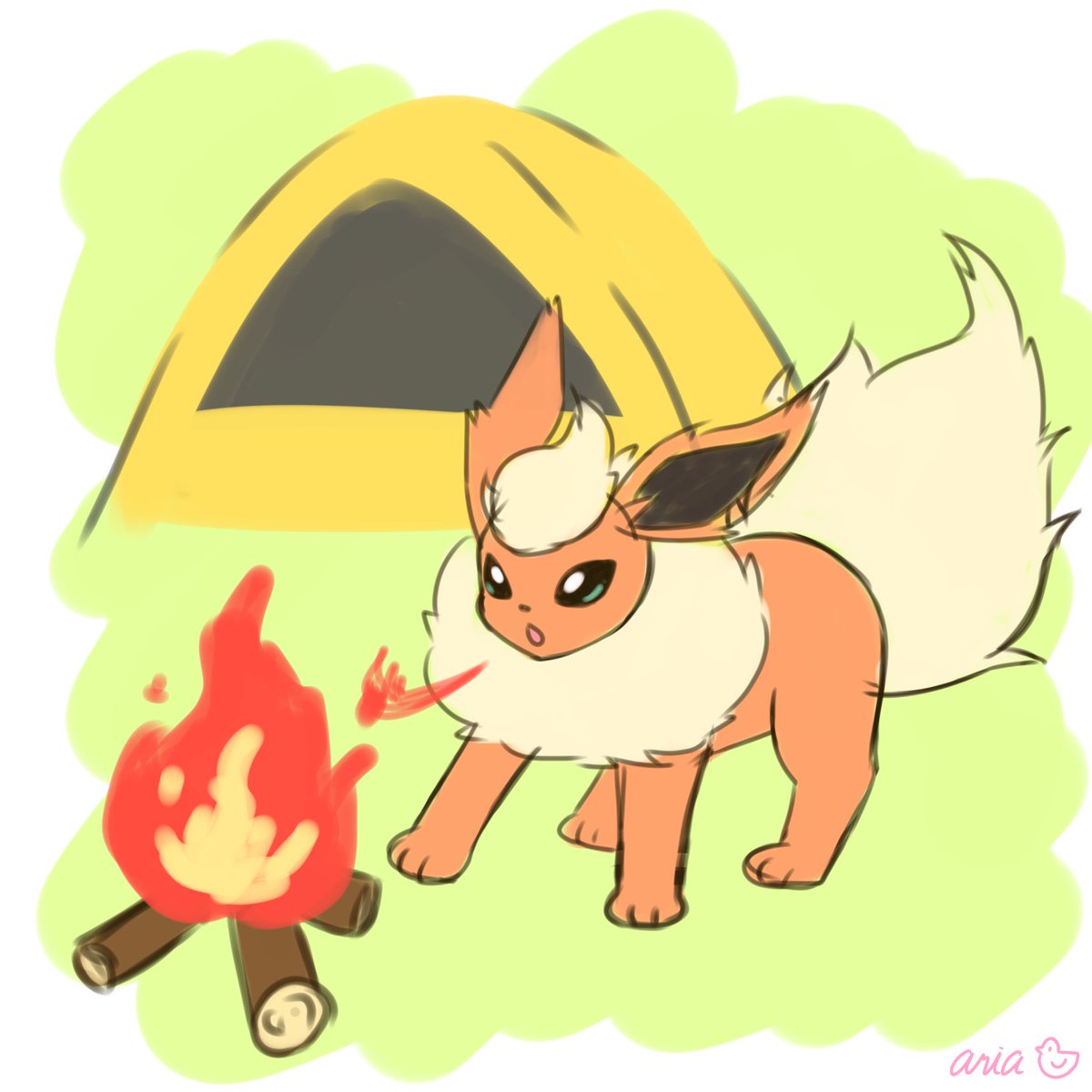 aria_kamo's tweet photo. ちょっと落書き👀
ざっと描いたのに少しカラーラフつけてみた🔥

ブースターはキャンプファイヤーのイメージでした😊

全部のブイズ落書き終わったら、他のブイズイラスト含めてちゃんと描き直して色塗りします(*´֊`*) https://t.co/w515zKSQK2