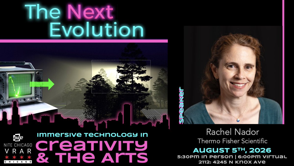 vrarchicago's tweet photo. Rachel is a 3D artist who created models for interactive medical &amp; science applications for years, was an environment artist in the video game industry for nearly a decade, &amp; currently supervises the 3D artists/designers on Immersive Technologies team at Thermo Fisher Scientific. https://t.co/UmbJh8hl9q