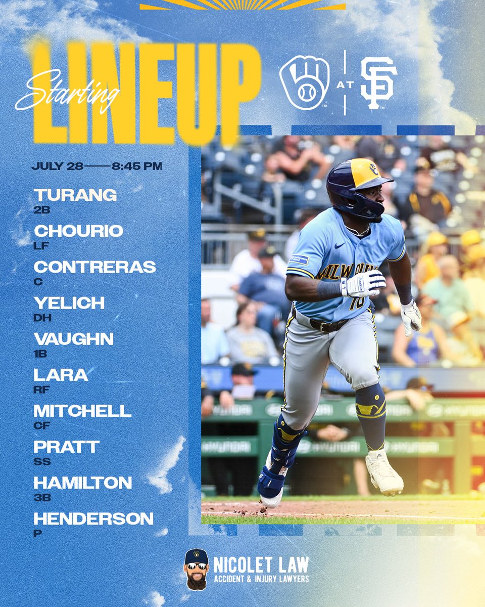 Brewers's tweet photo. More West Coast action

📺: https://t.co/eycfmE2vgm
📻: WTMJ

#ThisIsMyCrew x @NicoletLaw https://t.co/WgJfWjm4l3