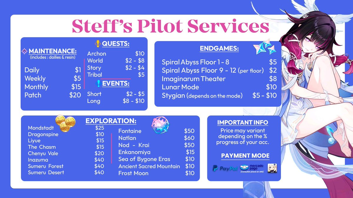 steffgenshin's tweet photo. GIVEAWAY TIME! 

To celebrate being back, I’m giving away 3 FREE Genshin piloting slots! ✨

☪️To enter:
☆ Follow
☆Retweet this and the pinned post

Winners will be picked in 7 Days!!

Good luck!!!

#genshingiveaway #genshinpilot #promotwt #Genshin https://t.co/s19QMaPcMV