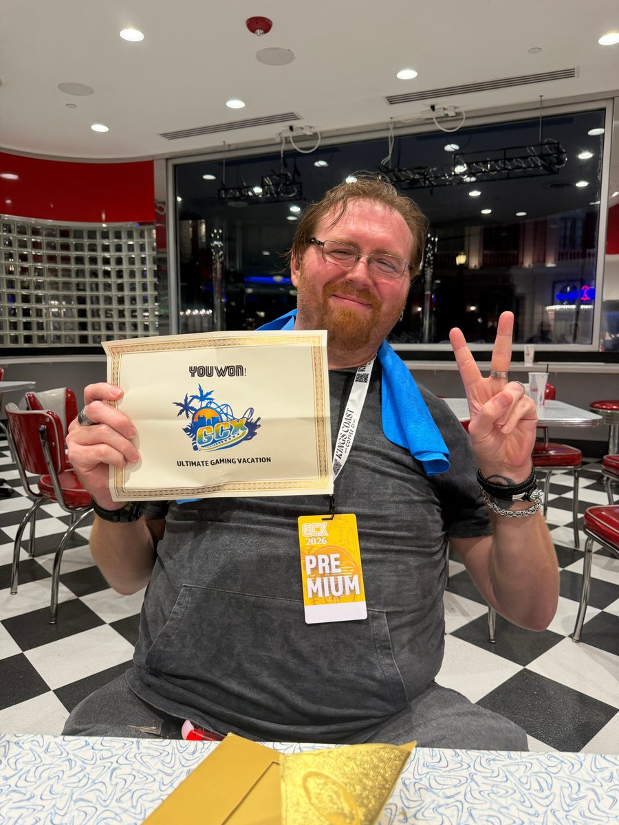 GCXEvent's tweet photo. Before #GCX2027 vacation giveaways - first a story...and I'm tearing up again as I write this. It's a long one - please read this. For me, this is my second GCX, first time officially part of the team...it was in this moment that I finally understood what GCX is.

It took two people all of 5 minutes to find me and the golden envelopes having a milkshake at Mel's during the After Party. 

Seen here? Axel. I read my riddle - he pondered, guessed wrong...I read it again, second guess wrong. On the third one he got it. He opened the envelope and his hands were shaking. He was crying when he told me his story.

He doesn't go anywhere. Ever. Not a convention, not far from home. Nowhere. He struggles with a great deal, but #Destiny was his life. Through it, he found his first real friends, his found family. When he heard it was ending active development and heard about us, he did the bravest thing in the world. He left home. His friends were waiting for him to meet him in person for the first time. He said this whole weekend was the most scared he's ever felt in his life. But he wouldn't have changed it for the world. They'd promised to be back next year together anyway, but winning this meant everything to him.

By the time he was done we were both crying in front @sixsidesgaming. I took his hand and I told him something I've learned in life. "One day a game will end. One day you'll log off for the last time. But the people you found because of that game? Those are bonds unbreakable. That's found family. Those people you never let go of. That is finding your people."

I love doing this. I've been doing marketing and event planning for half my life now, but for the first time I feel that what this is - is so much more than a gaming convention. This is a vacation with your family, it's a reunion, it's getting off a plane our out of a car and feeling whole again - seen and so unconditionally loved. 

So many of us struggle with lonliness, we fight through grief, we struggle through pain, and fear, and anxiety and trauma. But once a year, and for many for the first time we take the bravest risk of taking a leap of faith and doing something for the first time. More often than not that one ripple changes our lives. Friendships old, friendships new, opportunities, networking, but also marriage proposals...they happen here. 

We found each other through gaming.
But through this one weekend - so many of us find something we never expected: ourselves.

We'll see you next year Axel. 
Never give up.

- Ken