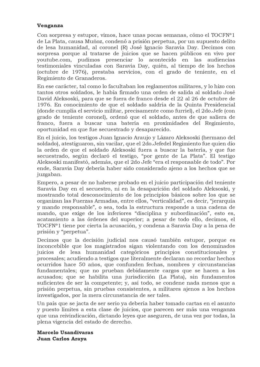 DerechLl's tweet photo. Así funciona la Justicia 👇🏻
Marche preso porque usted debería haber sabido. En base a 2 testimonios de partes interesadas que ni siquiera confirman la tesis sostenida por el juez que en estos casos siempre es juez y parte.

Así todo. El poder judicial no existe en la Argentina. https://t.co/rI9jmdsn4f