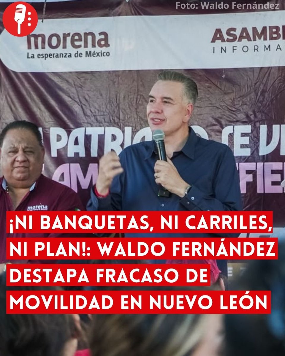 ReporterosMX_'s tweet photo. ⭕️ OJO | ¡NI BANQUETAS, NI CARRILES, NI PLAN!: WALDO FERNÁNDEZ DESTAPA FRACASO DE MOVILIDAD EN NUEVO LEÓN
 
El Estado de Nuevo León ha fracasado en brindarle a los ciudadanos una estrategia integral de movilidad, aseguró el aspirante a la Coordinación de la Defensa de la Transformación y la Soberanía Nacional, Waldo Fernández (@FdzWaldo), al señalar como prueba de ello la falta de banquetas, carriles confinados y la visión autocentrista con la que se construyen las vialidades. https://t.co/eULGqdoqMV