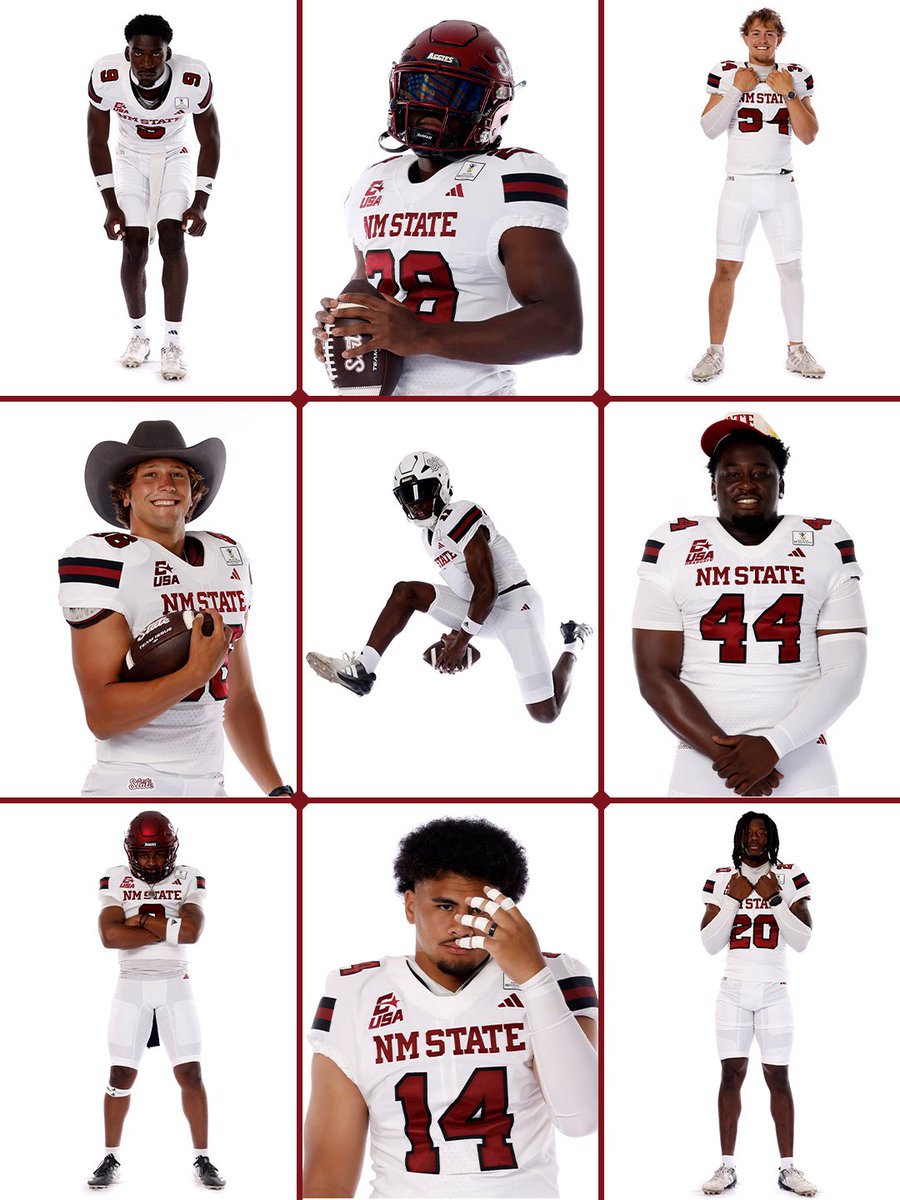 NMStateFootball's tweet photo. White unis 𝙄𝘾𝙔❄️

#AggieUp x #RideForTheBrand https://t.co/6mGyaMlT8w
