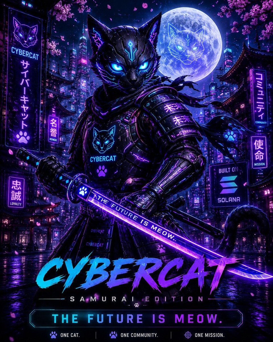 Cybercatcoins's tweet photo. 🥷 A true warrior doesn't seek attention.

A true warrior builds with discipline, protects the community, and never stops moving forward.

CYBERCAT carries the spirit of a samurai into the future of Web3.

🐾 One Cat. One Community. One Mission.

⚡ The Future Is Meow.

#CYBERCAT https://t.co/EUEHHIorZs