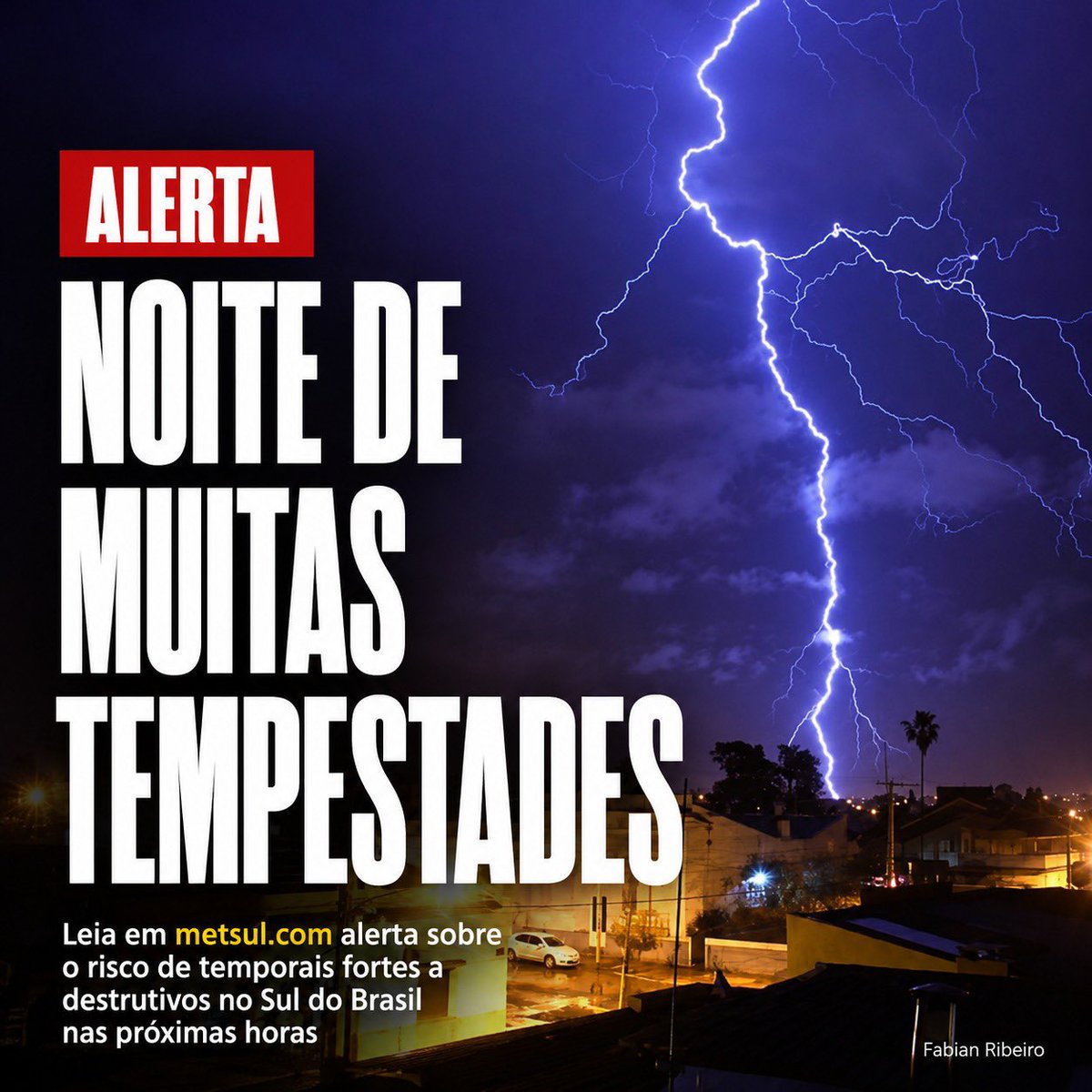 metsul's tweet photo. 🔴 REITERAMOS | Grave cenário de tempestades nas próximas horas no Sul do Brasil, sobretudo no Rio Grande do Sul. Condições serão particularmente perigosas de tempo severo. Risco de fortes vendavais, granizo grande e até de tornados.

‼️ Leia o alerta: ▶️ https://t.co/UeScd8y127 https://t.co/QHYM51TjBg