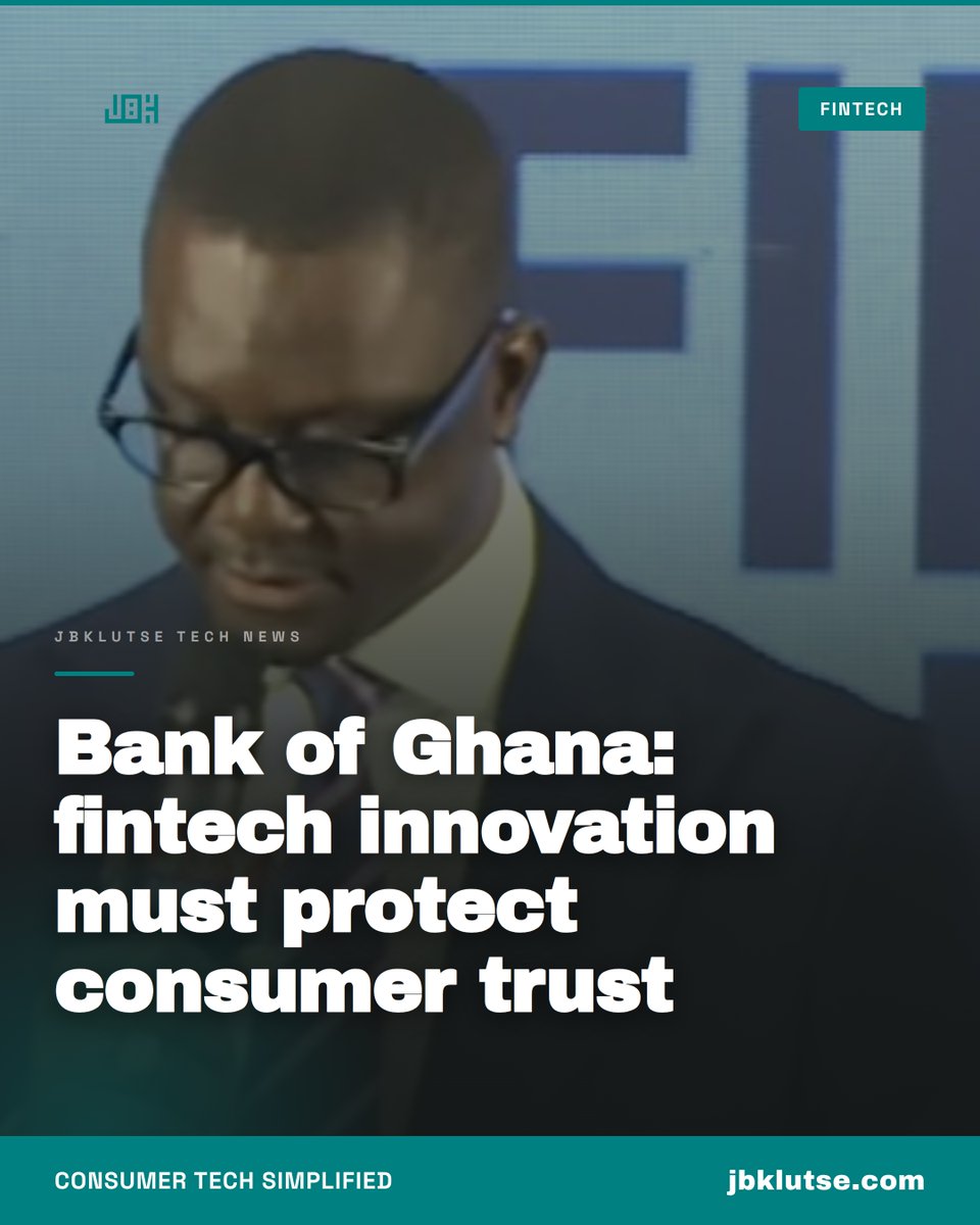 jbklutsemedia's tweet photo. Bank of Ghana to fintechs: you can move fast, but not at the expense of consumer trust. MoMo, digital lending, Ghana Card — all under closer watch. Overdue, if you ask me. #jbklutse #fintechghana https://t.co/kJKKDUzuBL