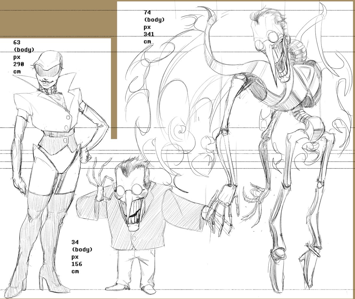 outofuniform510's tweet photo. My chapter 1+2 boss and secret boss design (semi) sprite accurate height chart. Was originally gonna make a combined chart only once i did all the chapter bosses but realised the file would literally be too big to post so i'm probably going to go 2 chapters at a time. #DELTARUNE https://t.co/iQR6kqcJZS