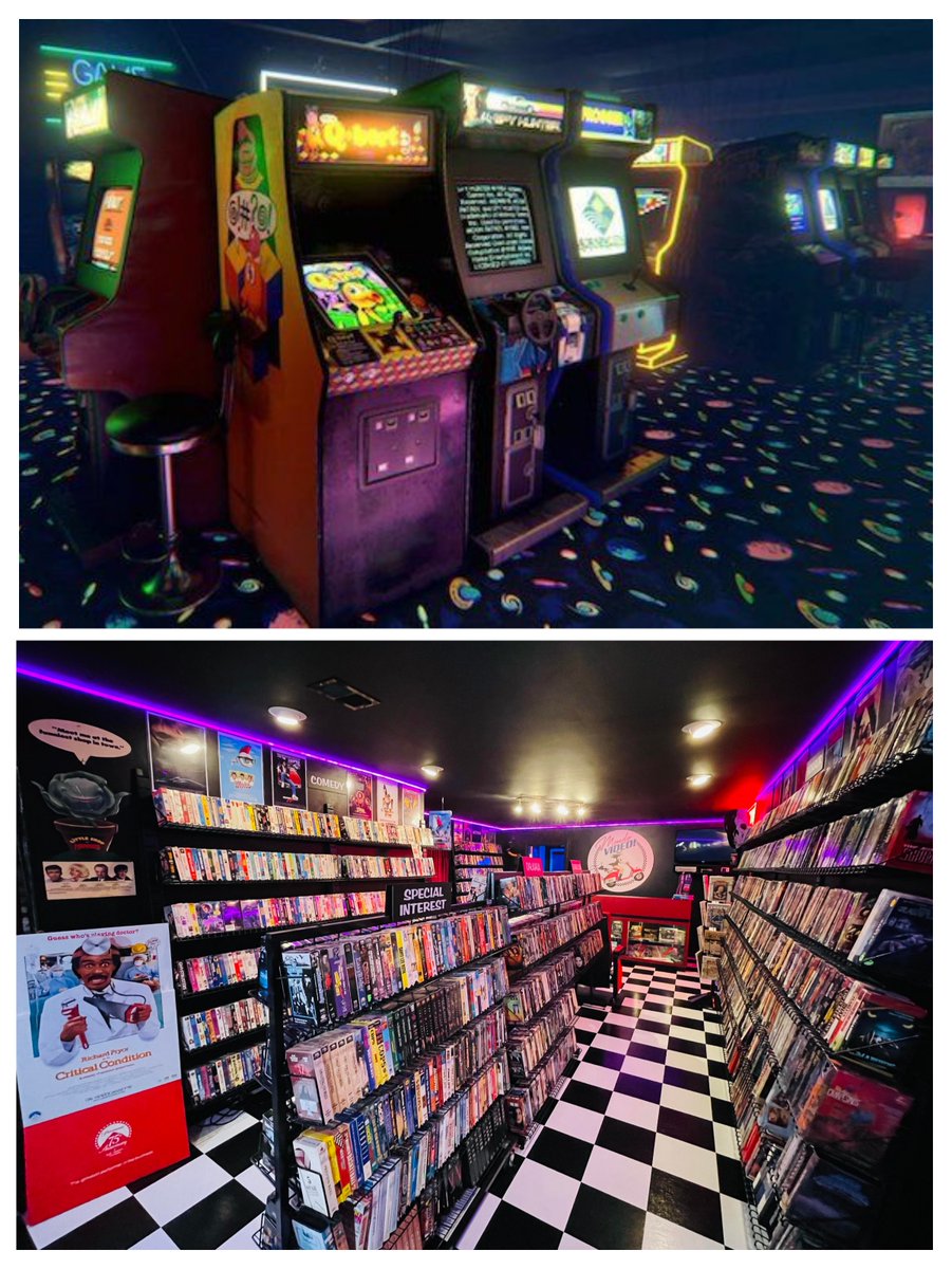 landofthe80s's tweet photo. What was a bigger deal for you growing up? The arcade or the video store? https://t.co/KFiUfLrYA7