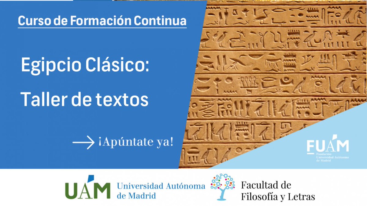 flborrego's tweet photo. El curso 2026-27 en "Egipcio Clásico: Taller de textos (Ed. 3)" traduciremos y comentaremos algunas cartas a los muertos y una tumba completa, con sus inscripciones rituales y biográficas, himnos, títulos de escenas o diálogos entre trabajadores
Info: https://t.co/KccE660IcC https://t.co/grsHj4Vavm