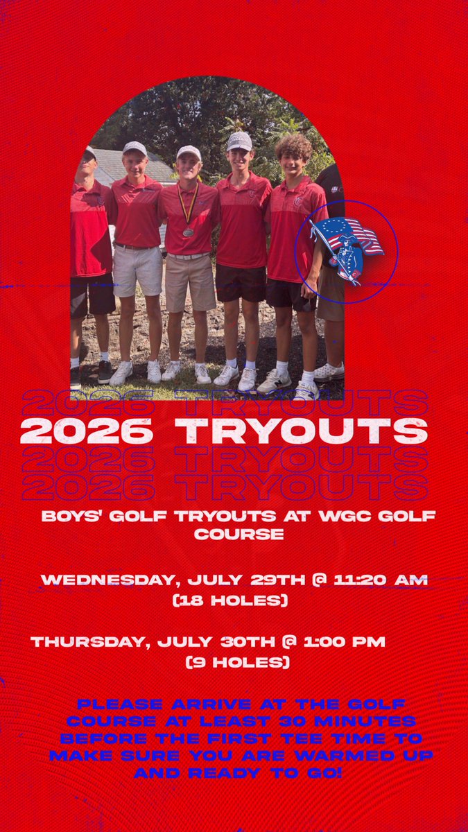 CHSGolf3's tweet photo. Tryouts for the 2026 season start tomorrow at WGC Golf Course! I can't wait to see all the returning and new golfers for this coming season! #voicesringing #carrollpatriots https://t.co/FbvOso77jZ