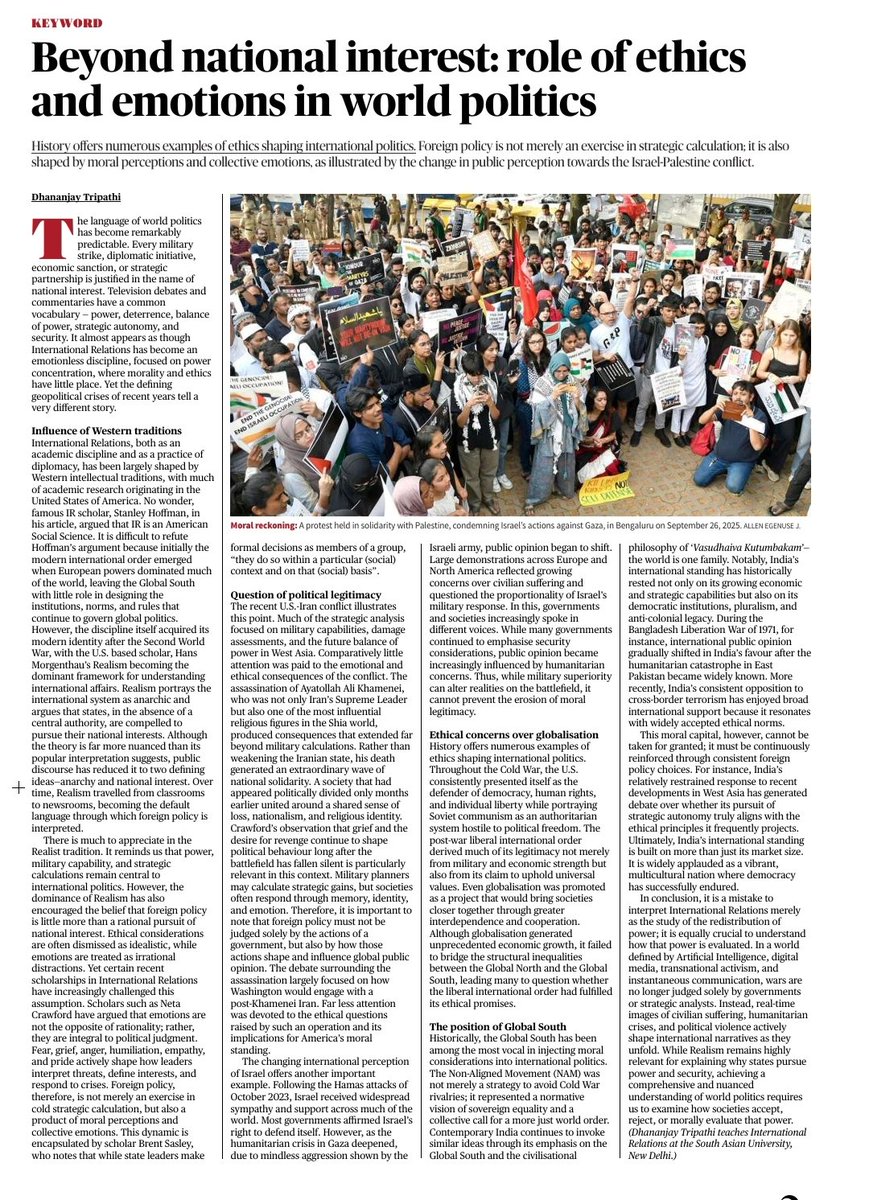 free_upsc's tweet photo. Beyond National interest : role of ethic and emotions in world politics ( Source - The Hindu ) https://t.co/hqVgwacqnh