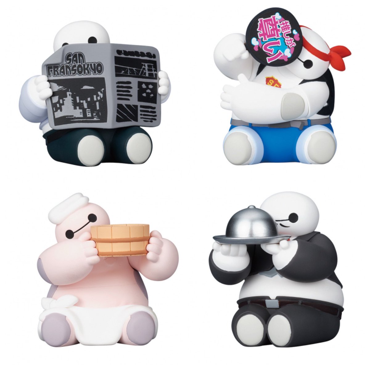 tdr_doria's tweet photo. 【タカラトミーアーツ】
会社員や推し活、サウナ、ウェイターをテーマに、いろいろな小物で顔を隠したベイマックスの「Hide＆Seek かくれんぼフィギュア」が8月上旬より発売されます。

#Disney https://t.co/adiWQYE3LY