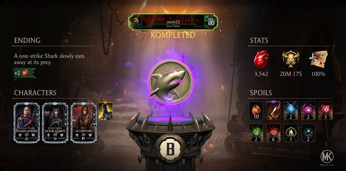 2211Boy's tweet photo. I just completed a Krypt Run in Mortal Kombat mobile! Check out my stats. https://t.co/OLREi2rcct