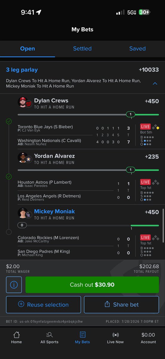 RealCalebGatlin's tweet photo. @MickeyMoniak get me my first ever MLB hr cash love you https://t.co/piIPCLs6hB