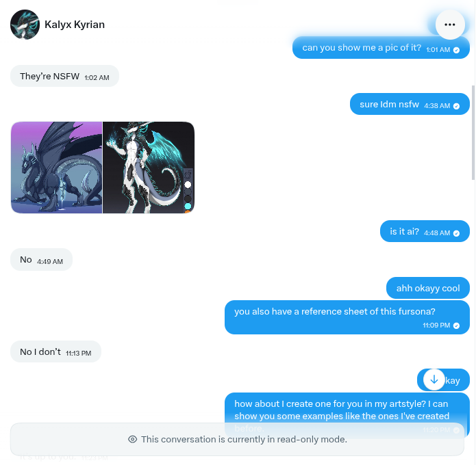 anilyabay's tweet photo. Hey Everyone, I'd like to tell everyone that this person here @KalyxKyrian Scammed me, we had a deal in which he asked for NSFW reference and he told me that he'll pay for it on the 24th, but just when I texted him about it he blocked. You guys can see the artwork in next post. https://t.co/rgvxZZoL80