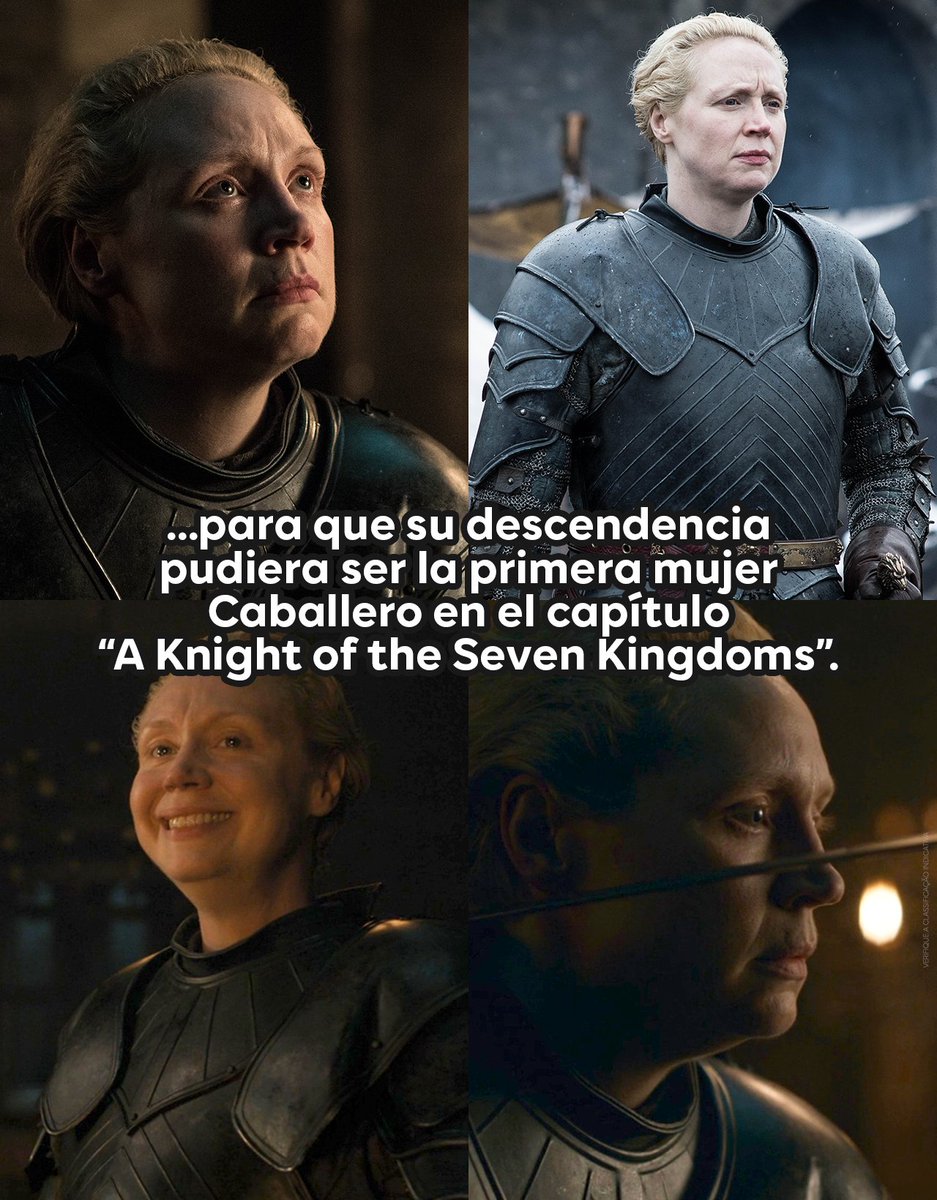 HBOLAT's tweet photo. No es casualidad que la serie de Dunk se llame exactamente igual que el episodio donde Brienne de Tarth se hace caballero. #ElCaballeroDeLosSieteReinos #got https://t.co/IGHMbJRULU