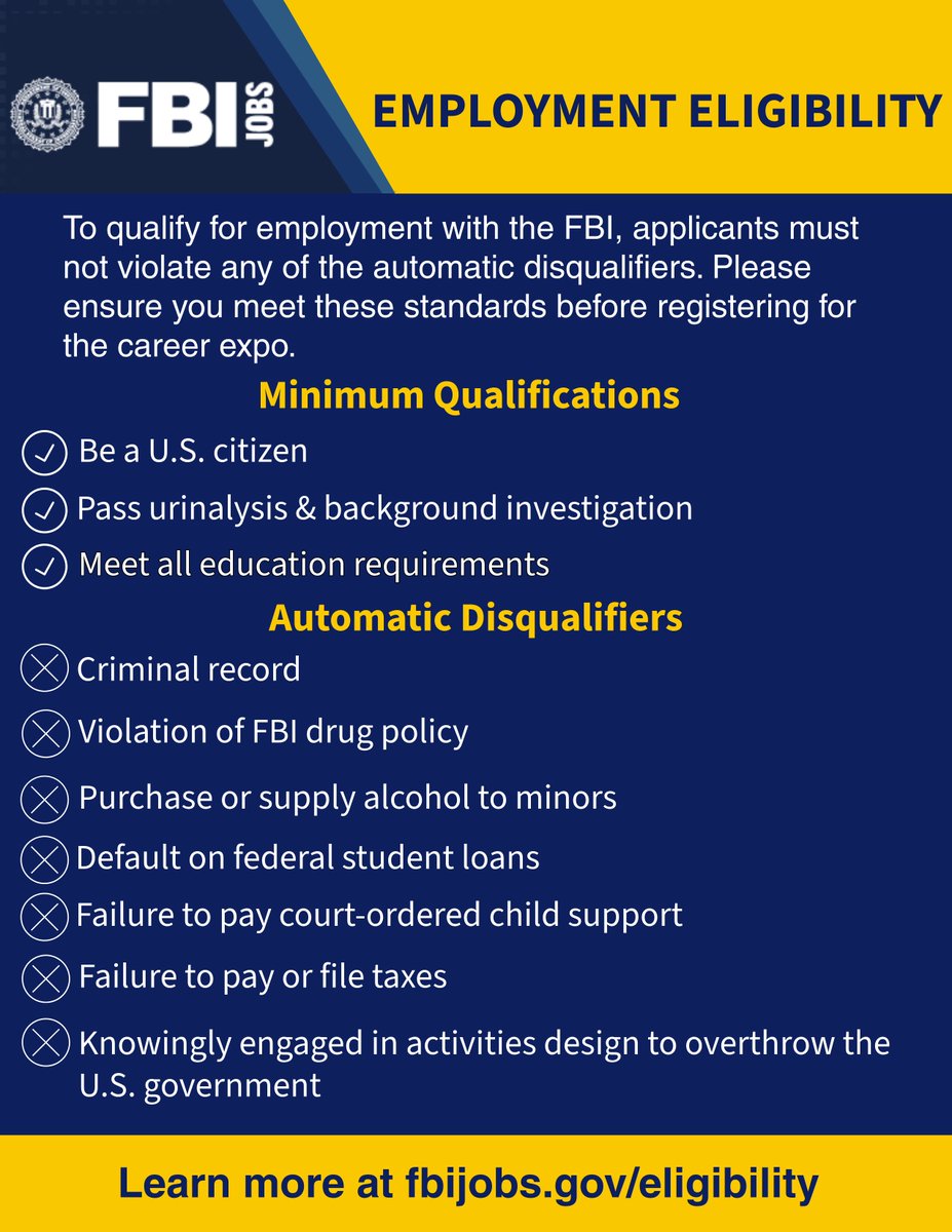 FBIBoston's tweet photo. 🇺🇸 Are you interested in transforming your skills into a #career with purpose at one of the world's premiere law enforcement organizations? 

#FBI Boston is #hiring & hosting a Career Expo where you can learn how to become a part of creating a safer, more secure future. We're looking for professionals from many different backgrounds - who want to combat violent crime, defend the homeland, & gain unmatched training & leadership development opportunities. 

Review our eligibility guidelines & register now to forge your path today: https://t.co/OTHyKzsYMM