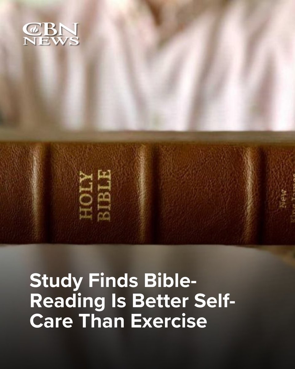 CBNNews's tweet photo. A study by the American Bible Society (ABS) finds that reading the Bible has better self-care outcomes than exercising, meditating, or even spending time with friends. 

And although people who read Scriptures tended to participate equally in most self-care activities, except exercise, than those who did not, researchers found that reading the Word of God had a positive impact on stress, anxiety, loneliness, and hope. 

FULL STORY: https://t.co/Z5FXCo1RL0